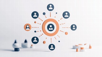 Obraz premium Diverse Customer Icons Engaging with Target Symbol on White Background