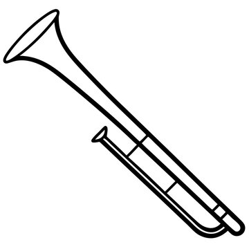 black trombone musical instrument outline clip art preview