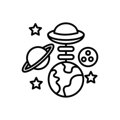 Space Elevator Outline Icon, Vector illustration