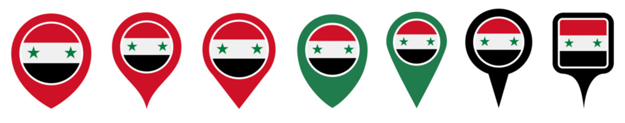 set vector Location pin syria flag icon. Country location symbol Map markers design template illustration