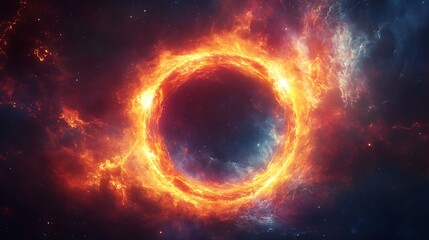 Obraz premium Fiery Ring Nebula Cosmic Fire Celestial Vortex
