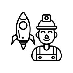 Aerospace Engineer Outline Icon, Vector illustration