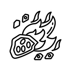 Fire Stone Outline Icon, Vector illustration