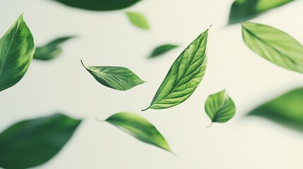 Naklejka premium Floating Green Leaves Nature Photography Background