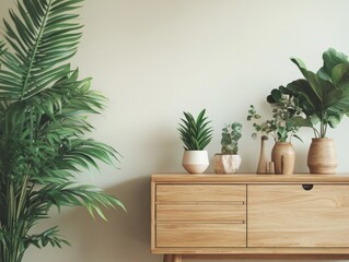 Modern Home Decor: Plant Arrangement and Furniture