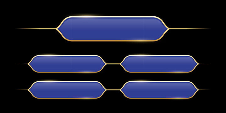 Quiz template. Trivia game layout. Question and answer blue frames with golden border for TV show or social media. Multiple choice test. Vector illustration isolated on black background.