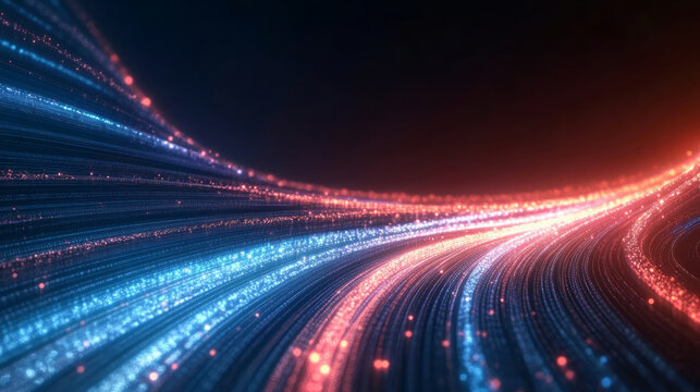 Abstract binary code data glowing lines business technology background