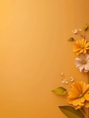 Naklejka premium Orange Floral Background Design - Elegant orange background with stylized flowers and leaves, perfect for invitations, cards, or websites.