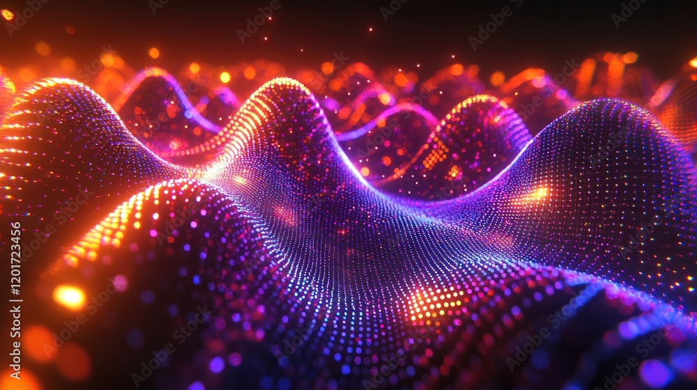 Aufkleber dynamic abstract background with glowing particles and vibrant waves
