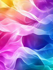 Fototapeta premium Rainbow Abstract Flowing Fabric - Vibrant, colorful abstract image of flowing fabric, resembling a rainbow or aurora borealis. Perfect for design backgrounds.