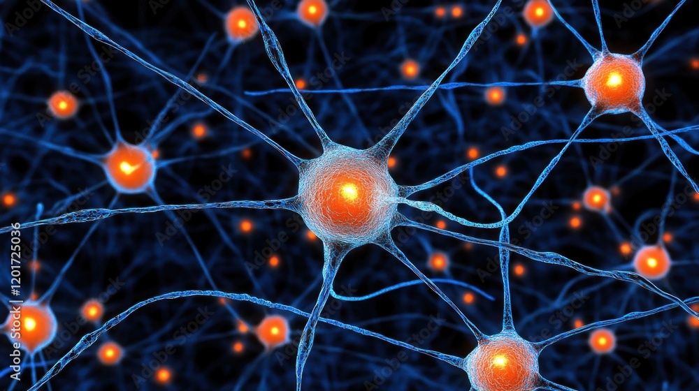 Poster intricate neural network: a microscopic view of interconnected neurons in the brain
