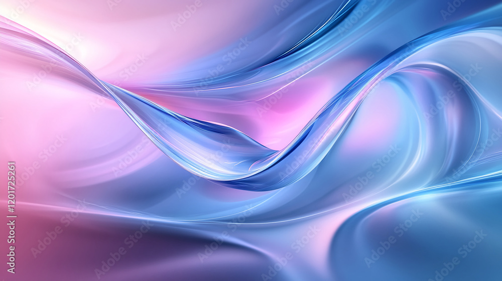 Poster abstract smooth waves in pink and blue gradient with luminous flowing design