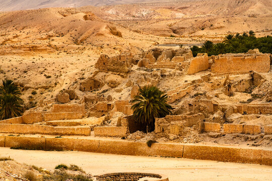 Ruins of the old town of Mides destroyed by flooding. Mides, governorate Tauzar, Tunisia