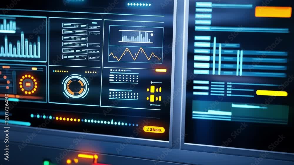Poster closeup of a digital control panel displaying realtime energy consumption metrics surrounded by slee