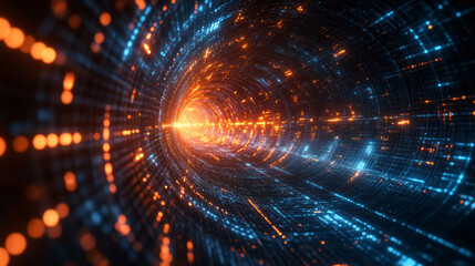 Obraz premium Abstract data network composition tunnel space business technology theme background