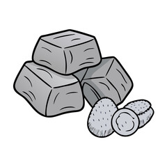 charcoal briquettes icon, charcoal briquettes vector illustration-simple illustration of charcoal briquettes, perfect for charcoal briquettes logos and icons