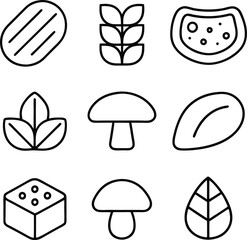 Food Icons Vegetables, Herbs, Mushrooms, Grains, and Spices