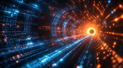 Obraz premium Abstract data network composition tunnel space business technology theme background
