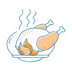 grilled chicken icon, grilled chicken vector illustration-simple illustration of grilled chicken, perfect for grilled chicken logos and icons