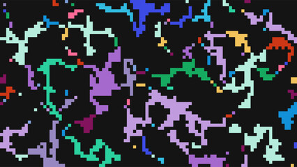 ABSTRACT DARK BACKGROUND PIXEL PATTERN COLORFUL MOSAIC GRID DESIGN WITH GEOMETRIC SHAPES VECTOR TEMPLATE GOOD FOR MODERN WEBSITE, WALLPAPER, COVER DESIGN 