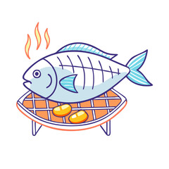 grilled fish icon, grilled fish vector illustration-simple illustration of grilled fish, perfect for grilled fish logos and icons