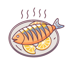 grilled fish icon, grilled fish vector illustration-simple illustration of grilled fish, perfect for grilled fish logos and icons