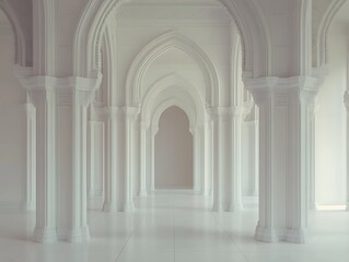 Obraz premium White Hallway With Elegant Architectural Columns And Arches