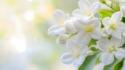 Fototapeta premium Delicate white blossoms cluster in soft light
