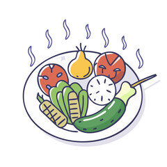grilled vegetables icon, grilled vegetables vector illustration-simple illustration of grilled vegetables, perfect for grilled vegetables logos and icons