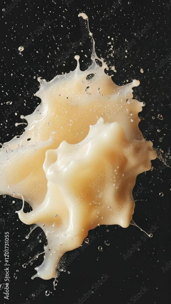 Poster liquid splashes create captivating patterns against a dark background showcasing dynamic movement an
