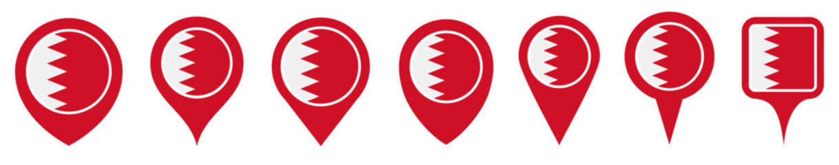 set vector Location pin bahrain flag icon. Country location symbol Map markers design template illustration