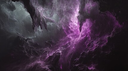 Dynamic Abstract Nebula with Purple and Gray Hues