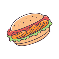 pulled pork sandwich icon, pulled pork sandwich vector illustration-simple illustration of pulled pork sandwich, perfect for pulled pork sandwich logos and icons