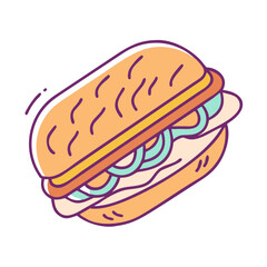 pulled pork sandwich icon, pulled pork sandwich vector illustration-simple illustration of pulled pork sandwich, perfect for pulled pork sandwich logos and icons