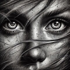 Charcoal Portraits Charcoal portraits with digital skin texture