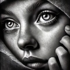 Charcoal Portraits Charcoal portraits with digital skin texture