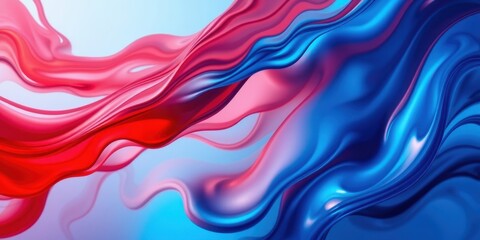 Abstract Fluid Swirls of Vibrant Blue and Red Colors, A Digital Art Piece Featuring Dynamic and Ethereal Forms