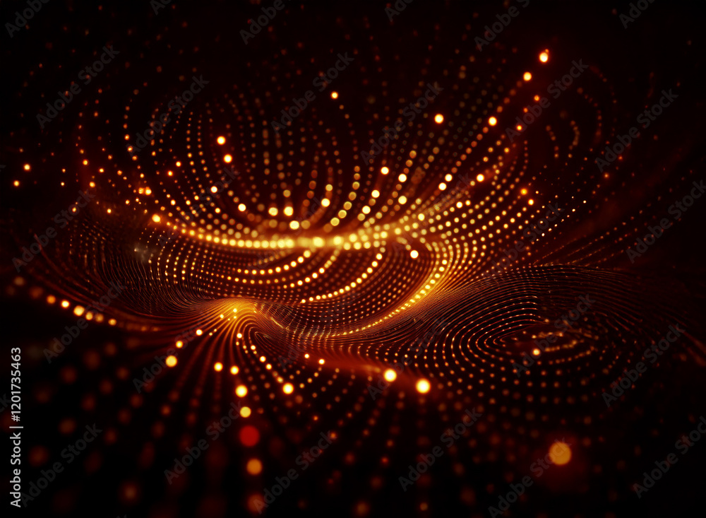 Leinwandbilder abstract background image featuring glowing orange bokeh lights forming swirling, wave-like patterns