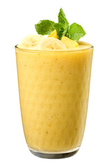 glass of banana and mango smoothie