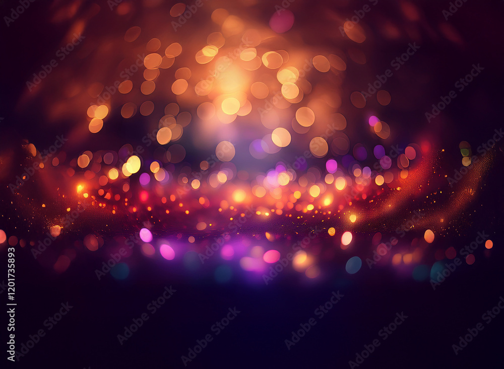 Aufkleber Abstract background with bokeh lights.  Warm and cool colors blend in a sparkling, glowing effect. Perfect for festive designs or dark themes.