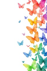 An illustration of butterflies with rainbow colors to symbolize LGBTQ variety and freedom