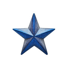 Fototapeta premium Sparkling Blue Christmas Star Ornament on Transparent background