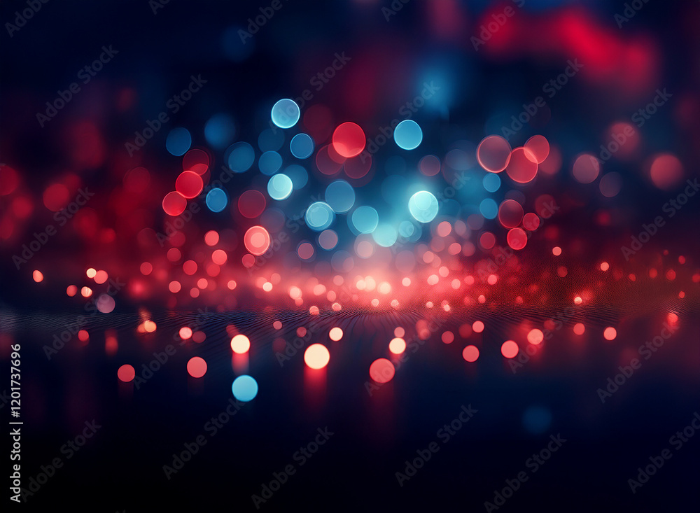 Poster Abstract background image featuring bokeh lights.  Red and blue circles create a luminous, blurry effect, suggesting depth and energy.