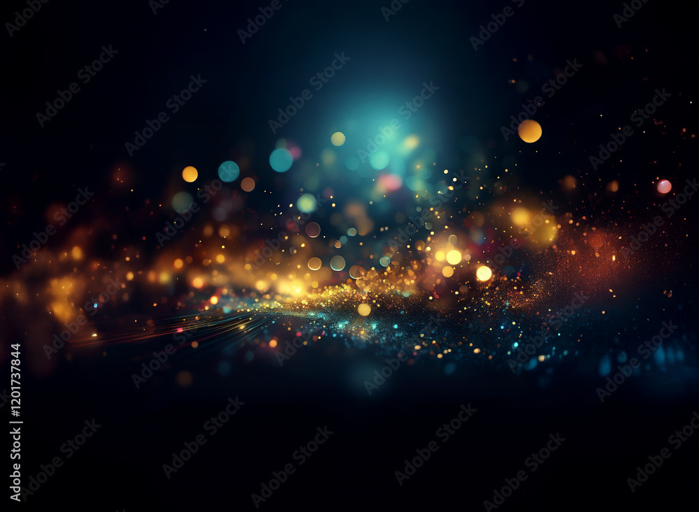 Poster Abstract background image featuring bokeh lights.  A vibrant array of colorful lights creates a sparkling, magical effect against a dark backdrop.