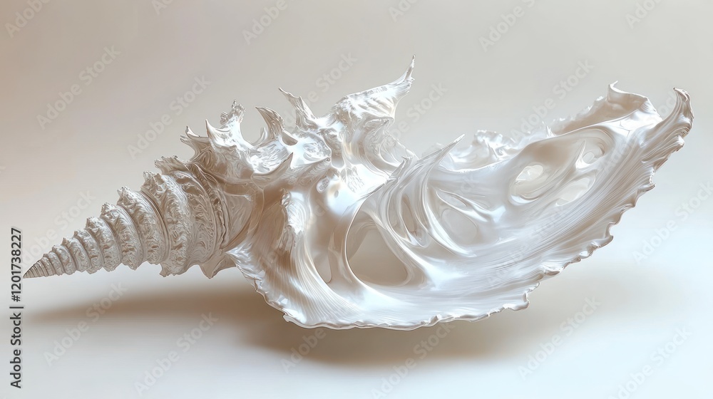 Poster intricate white seashell with swirling patterns and delicate texture close-up