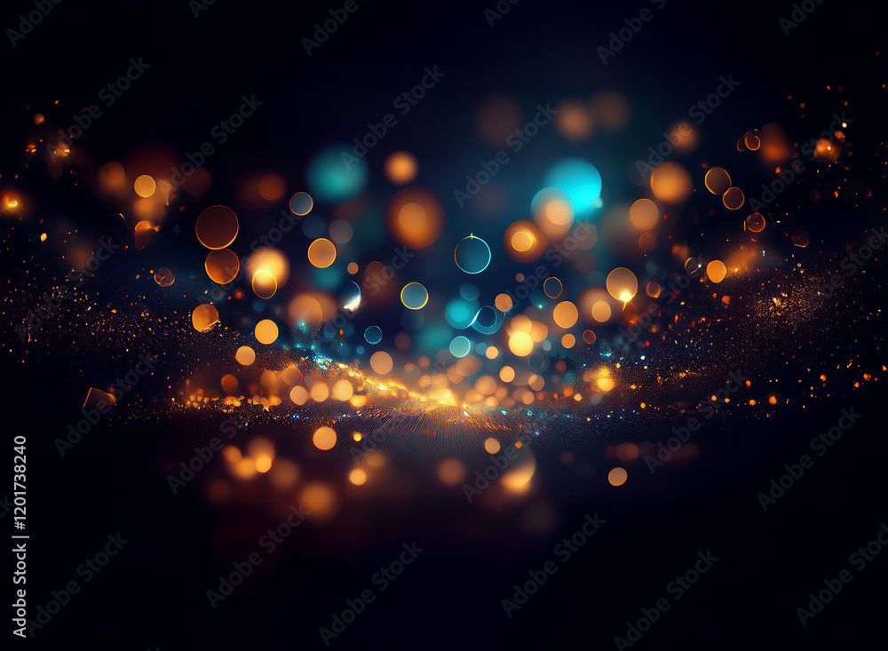 Aufkleber Abstract background image featuring a bokeh effect.  Warm and cool lights create a sparkling, ethereal glow, perfect for a celebratory design.