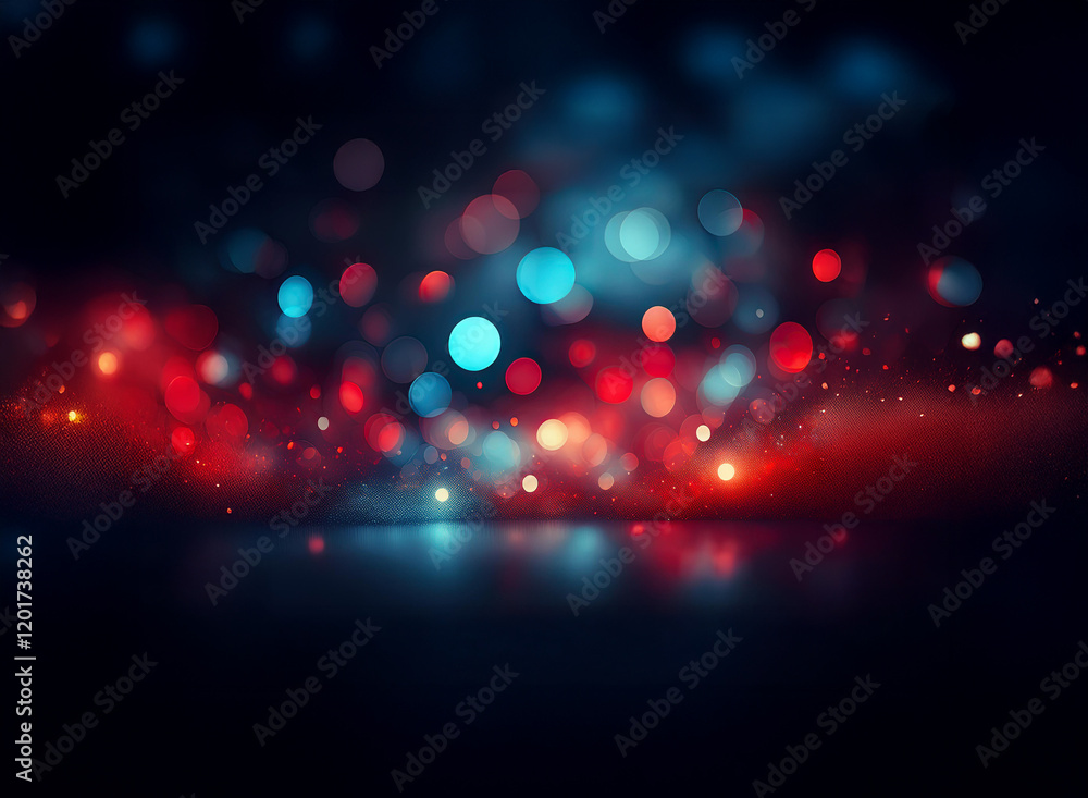 Aufkleber abstract bokeh background featuring red and blue lights, creating a vibrant, glowing effect. the lig