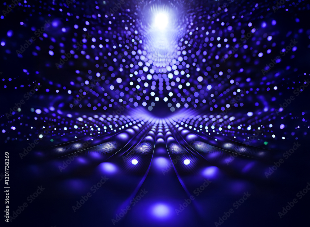 Poster abstract background image featuring a mesmerizing bokeh effect. countless blue lights create a tunne