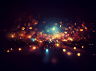 Fototapeta premium Abstract background image featuring bokeh lights. Warm and cool colors blend in a glowing, dynamic composition. The lights create a sense of depth and movement.