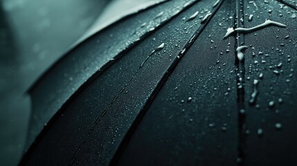 Melancholic Cityscape with Umbrella on Rainy Day